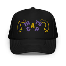 PURPLE AND GOLD EMBROIDERED THAT'S CAP Foam trucker hat
