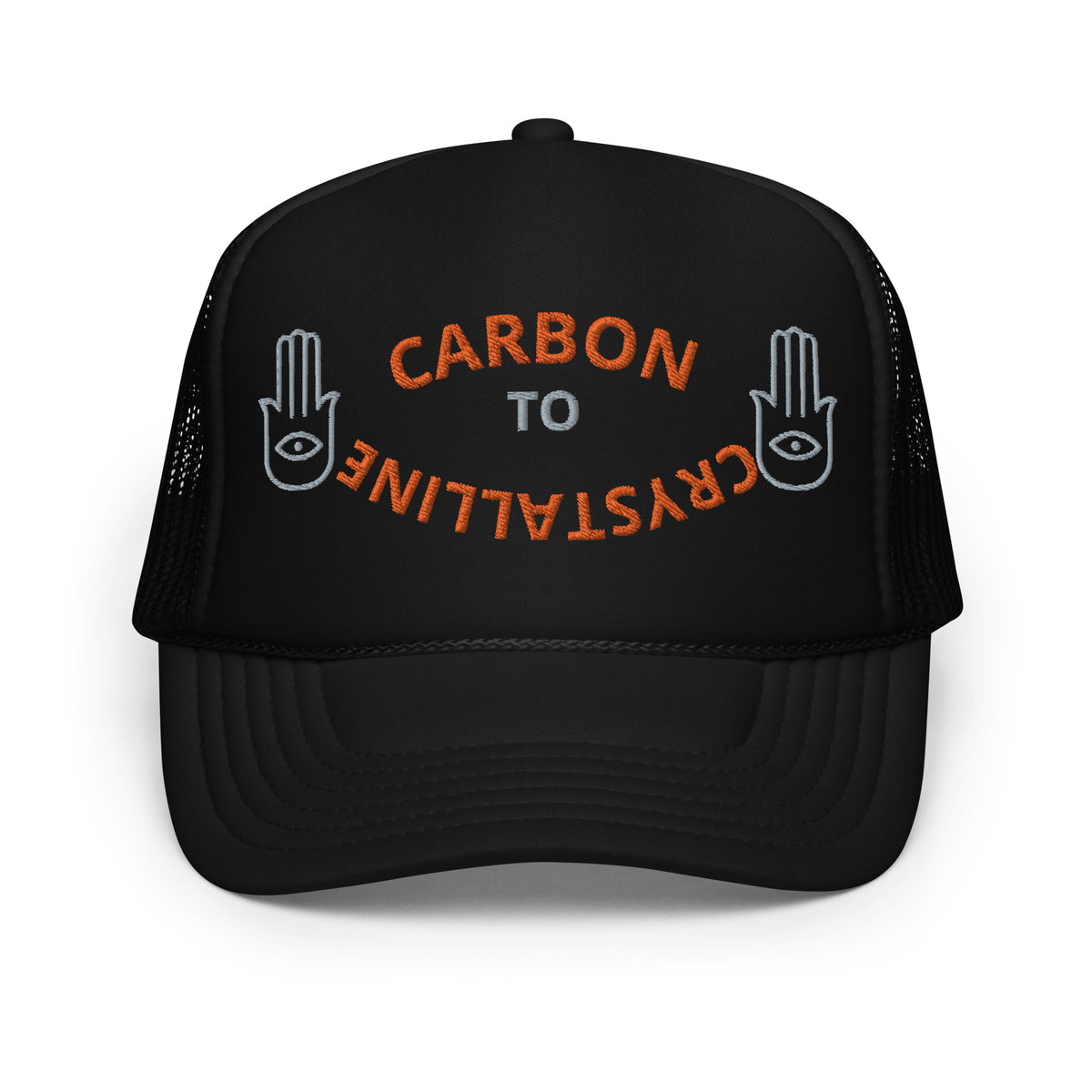 GREY AND ORANGE CARBON TO CRYSTALLINE Foam trucker hat