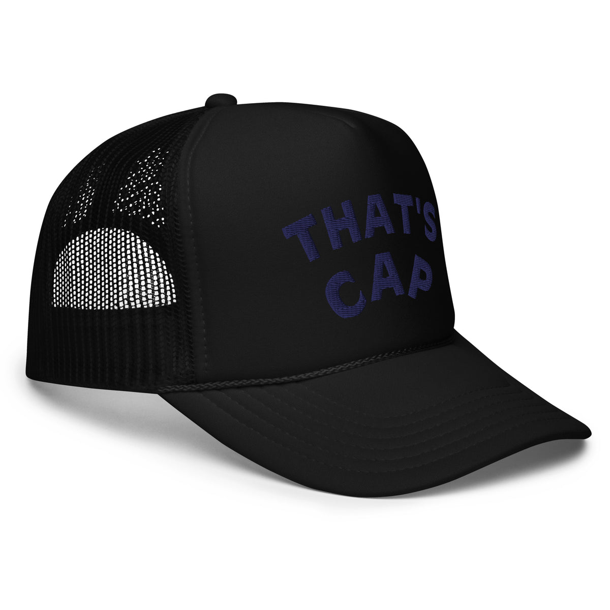NAVY EMBROIDERED THAT'S CAP Foam trucker hat