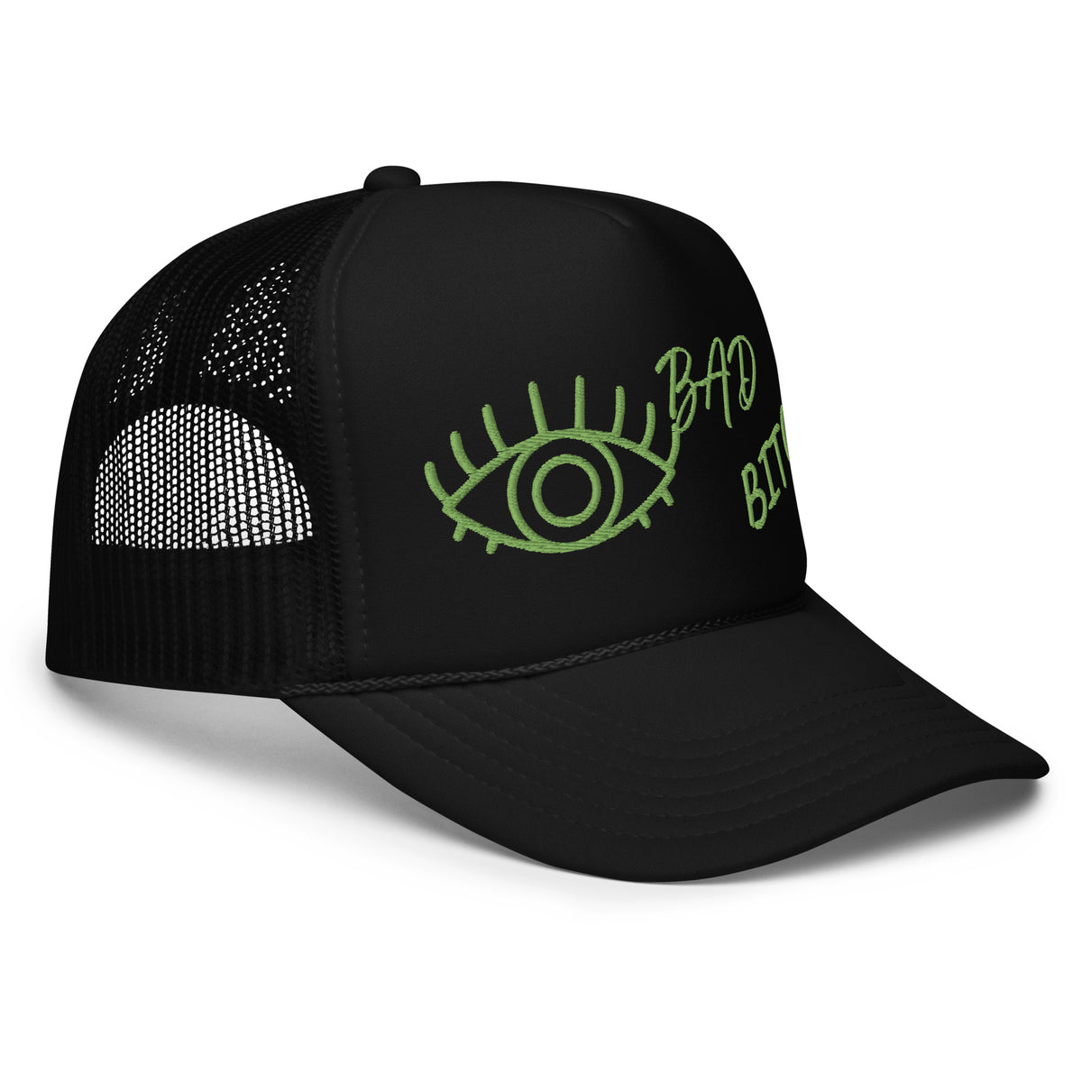 KIWI EMBROIDERED EYE AM A BAD BITCH Foam trucker hat