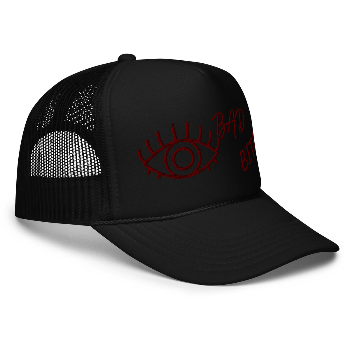 MAROON EMBROIDERED EYE AM A BAD BITCH Foam trucker hat