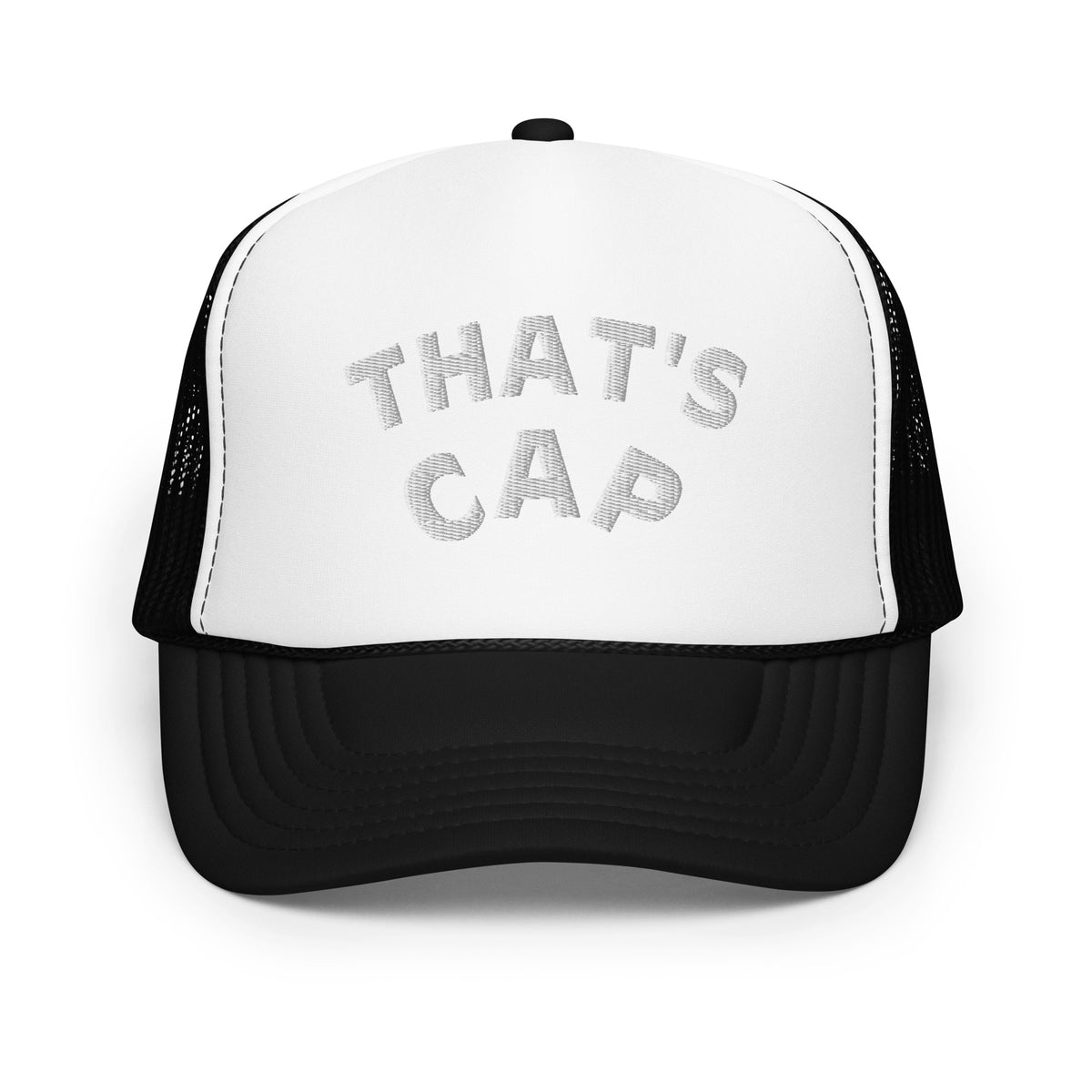 WHITE EMBROIDERED THAT' CAP Foam trucker hat
