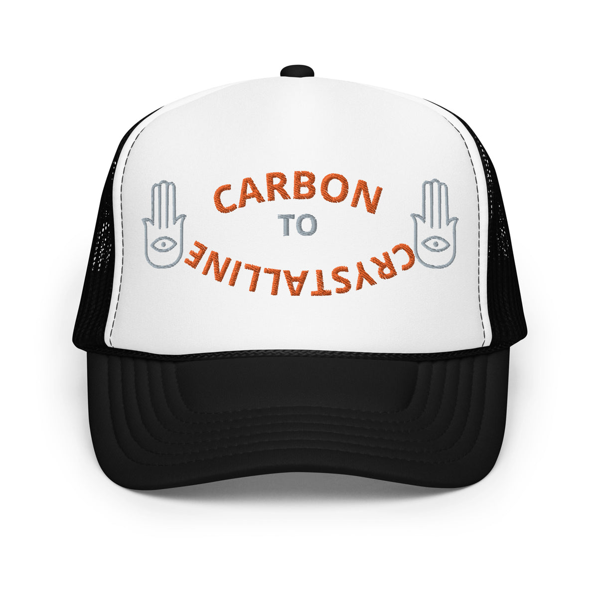 GREY AND ORANGE CARBON TO CRYSTALLINE Foam trucker hat