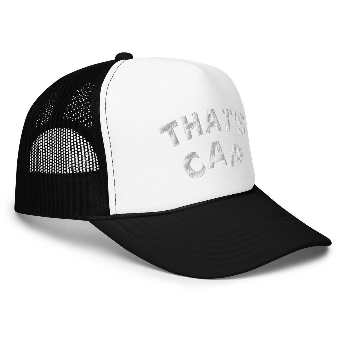 WHITE EMBROIDERED THAT' CAP Foam trucker hat