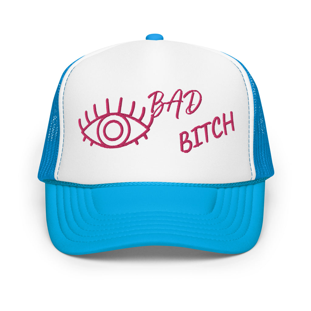 PINK EMBROIDERED EYE AM A BAD BITCH Foam trucker hat