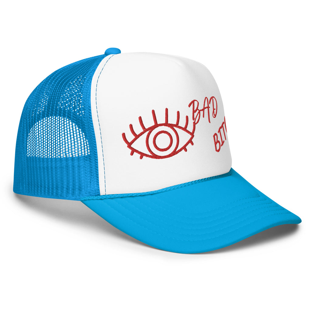 RED EMBROIDERED EYE AM A BAD BITCH Foam trucker hat