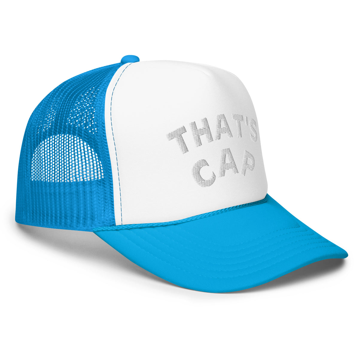 WHITE EMBROIDERED THAT' CAP Foam trucker hat