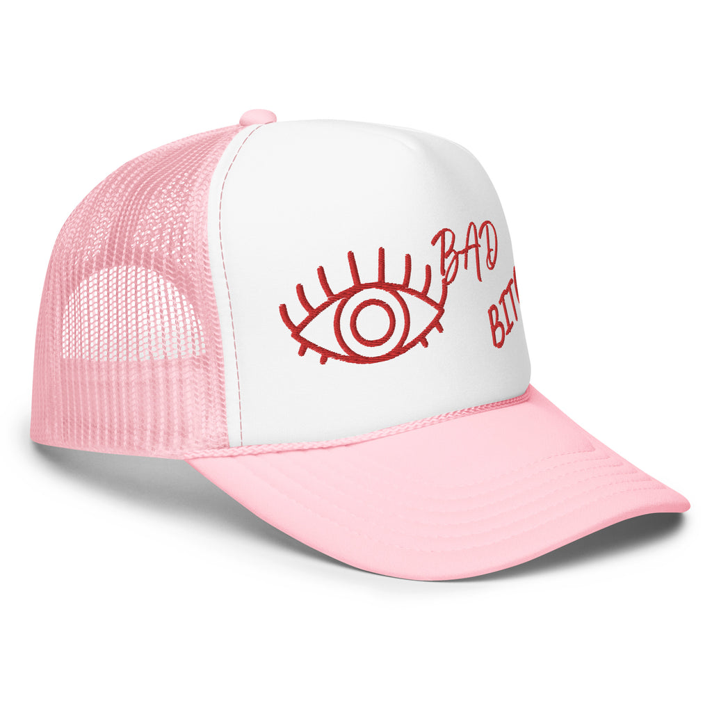 RED EMBROIDERED EYE AM A BAD BITCH Foam trucker hat