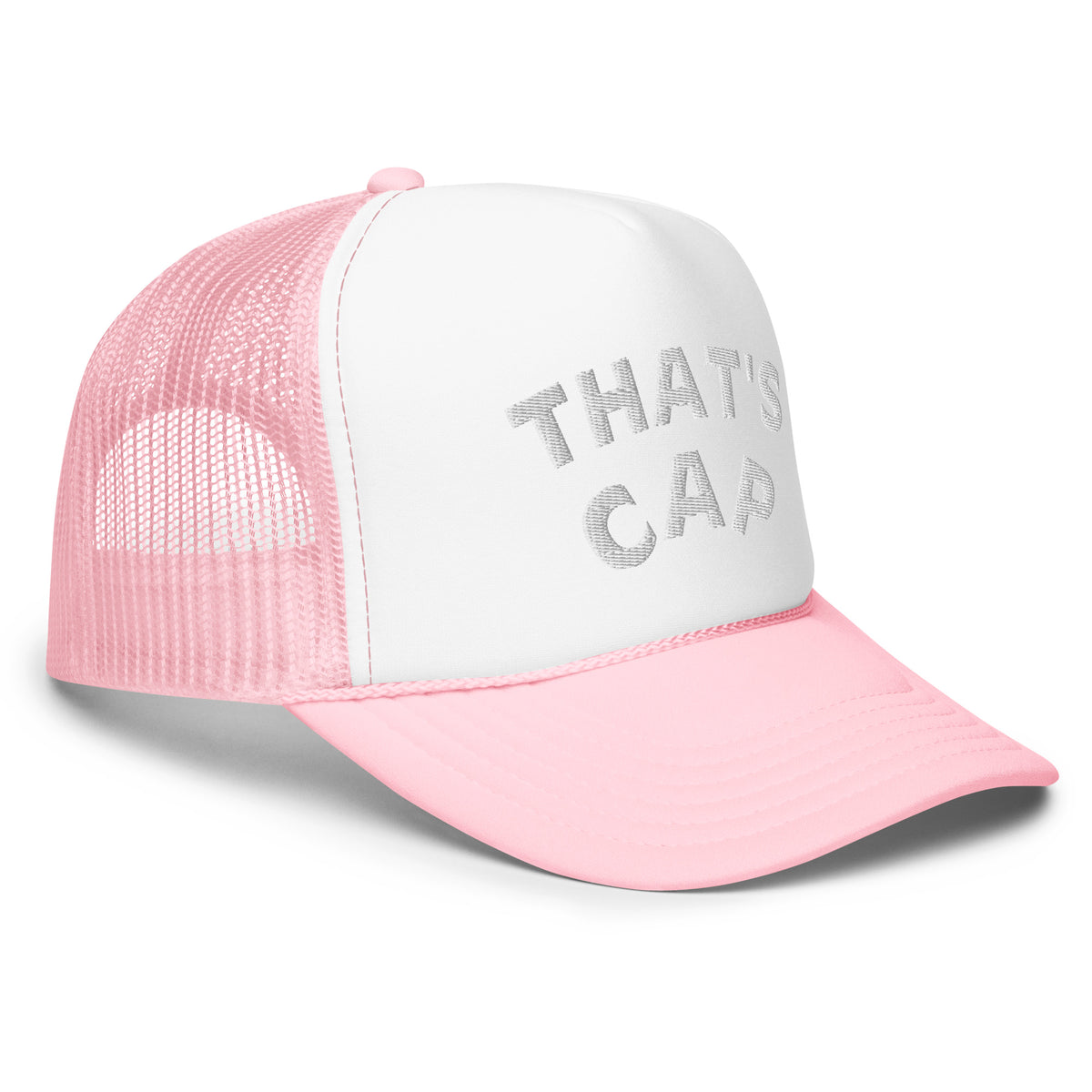 WHITE EMBROIDERED THAT' CAP Foam trucker hat