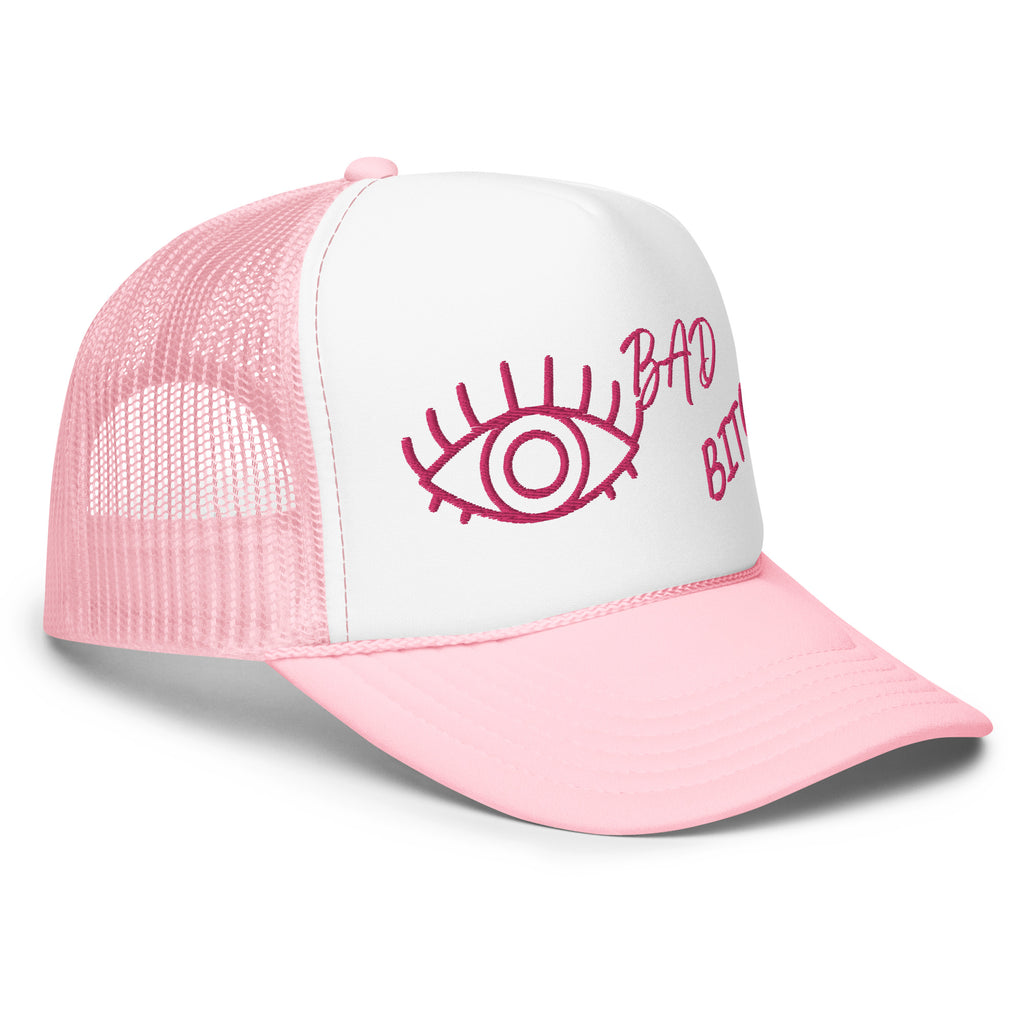 PINK EMBROIDERED EYE AM A BAD BITCH Foam trucker hat
