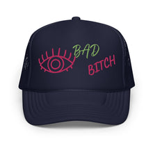 KIWI AND PINK EMBROIDERED EYE AM A BAD BITCH Foam trucker hat