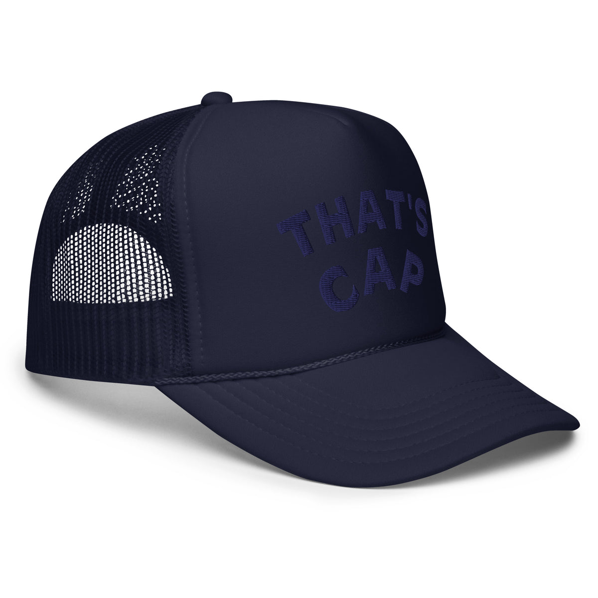 NAVY EMBROIDERED THAT'S CAP Foam trucker hat