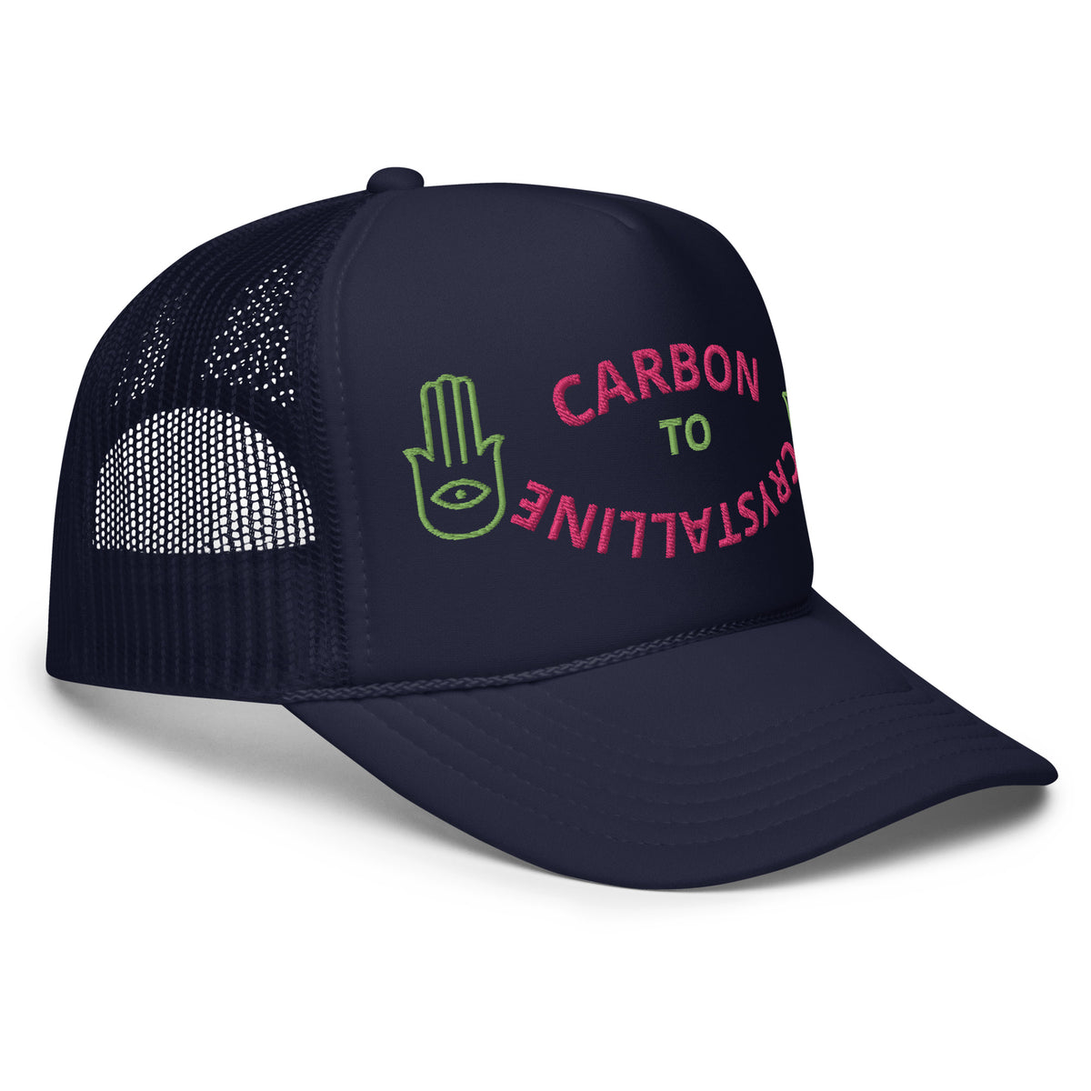 KIWI AND PINK CARBON TO CRYSTALLINE Foam trucker hat