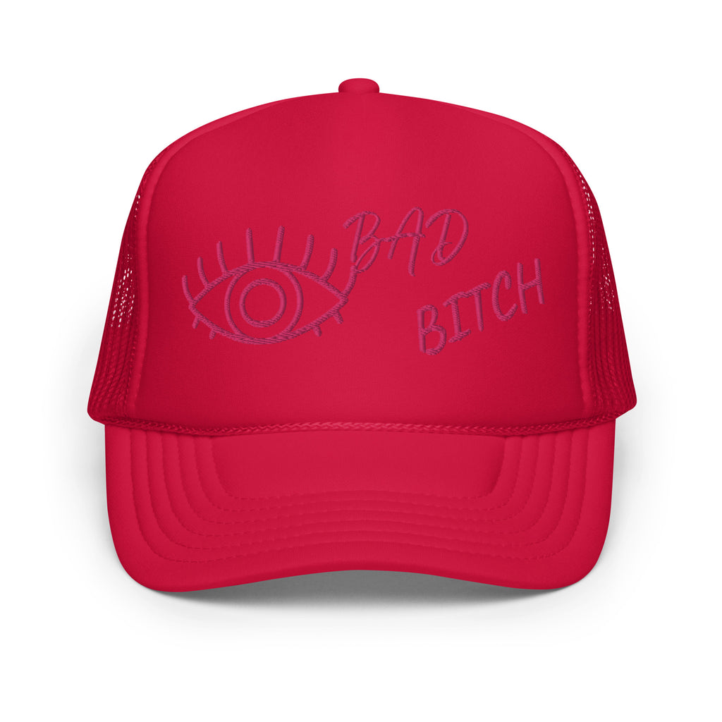 PINK EMBROIDERED EYE AM A BAD BITCH Foam trucker hat