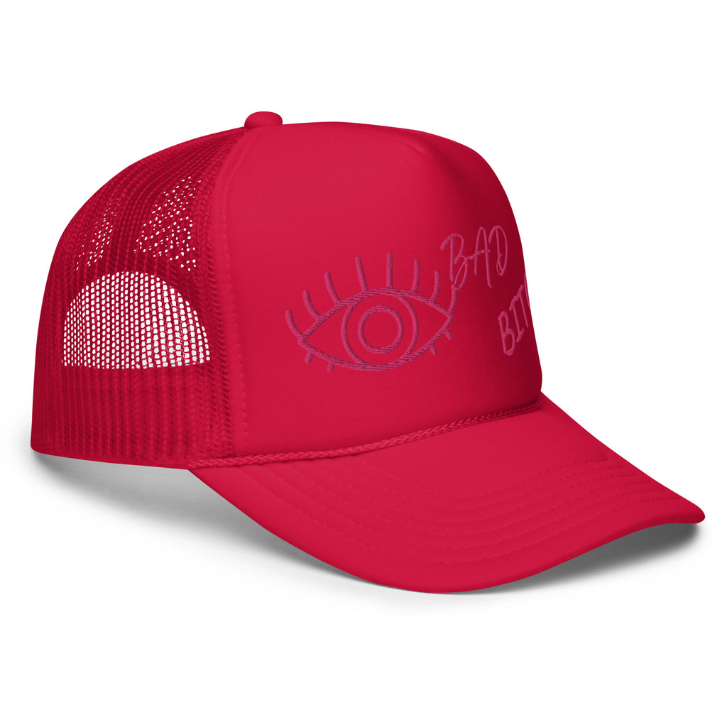 PINK EMBROIDERED EYE AM A BAD BITCH Foam trucker hat