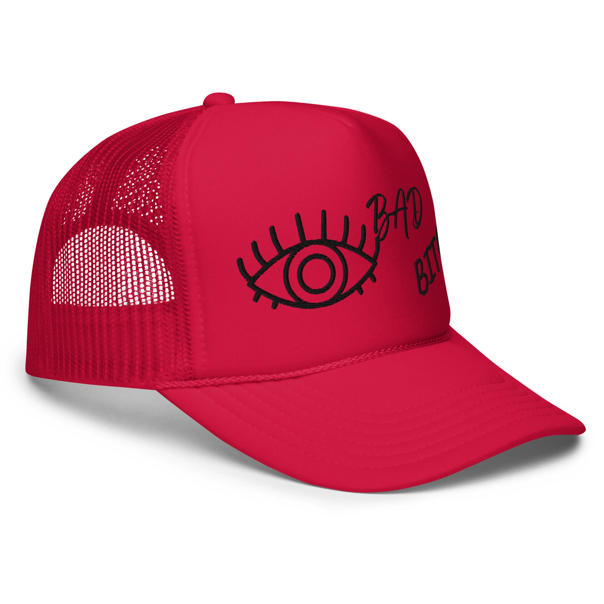 BLACK EMBROIDERED EYE AM A BAD BITCH Foam trucker hat