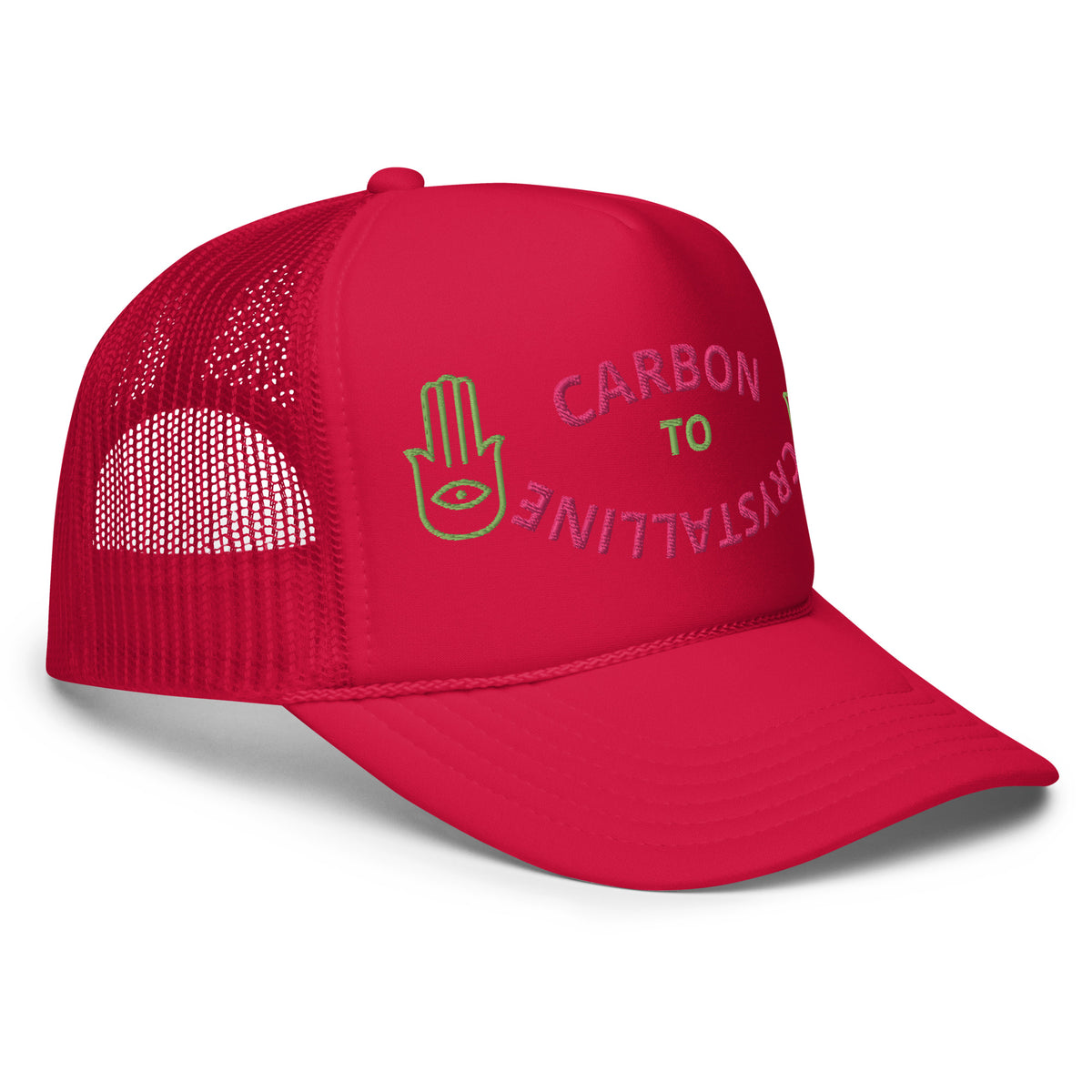 KIWI AND PINK CARBON TO CRYSTALLINE Foam trucker hat