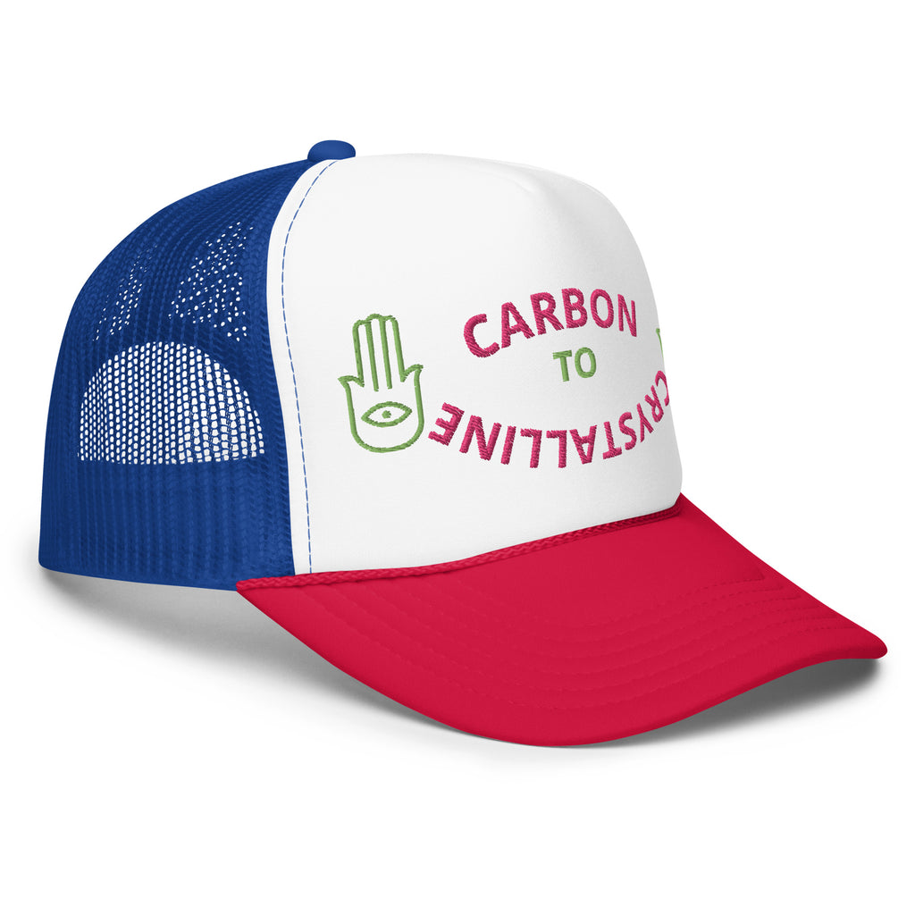 KIWI AND PINK CARBON TO CRYSTALLINE Foam trucker hat